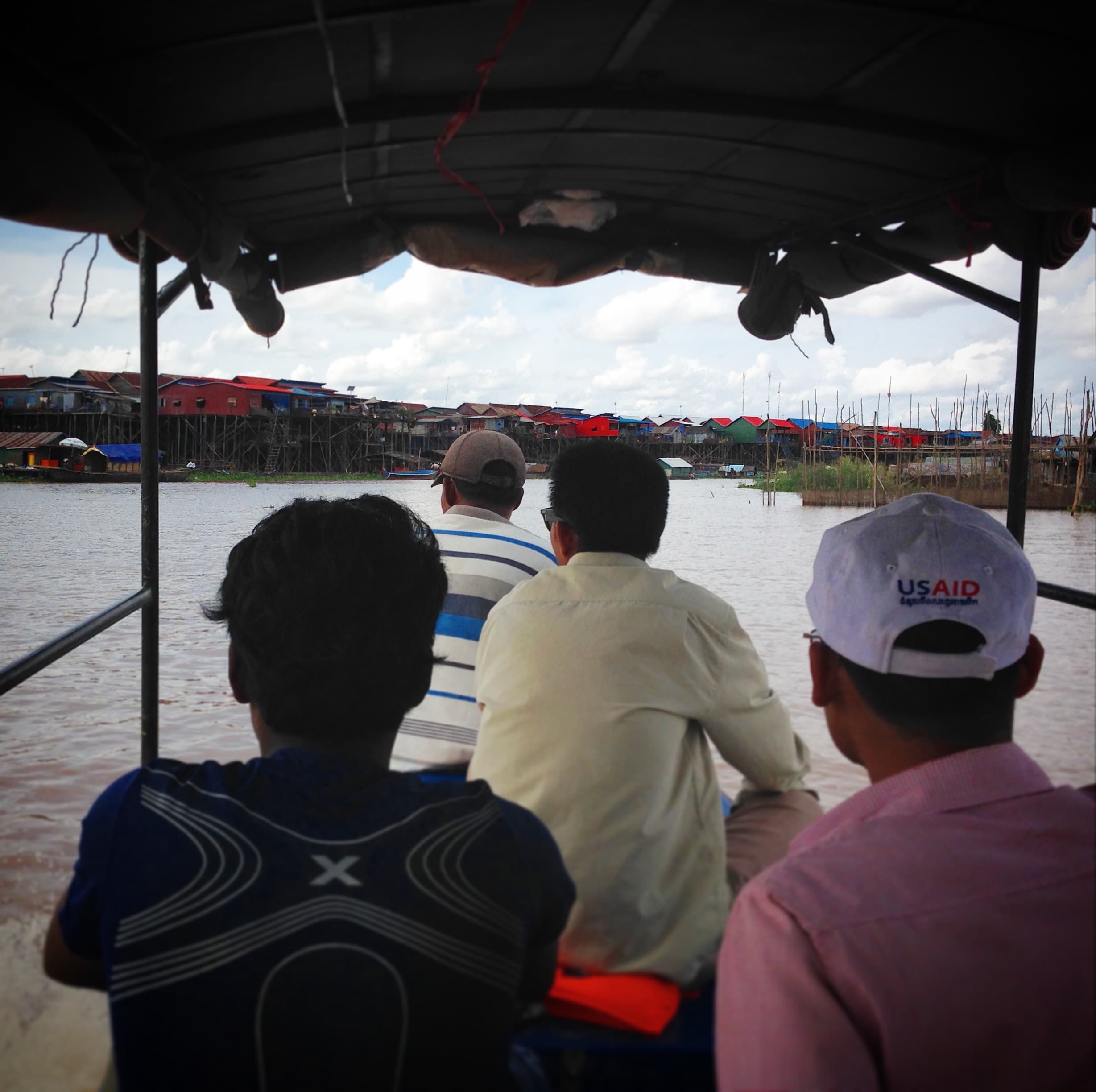 My team heading out to a floating village on the Tonle Sap.